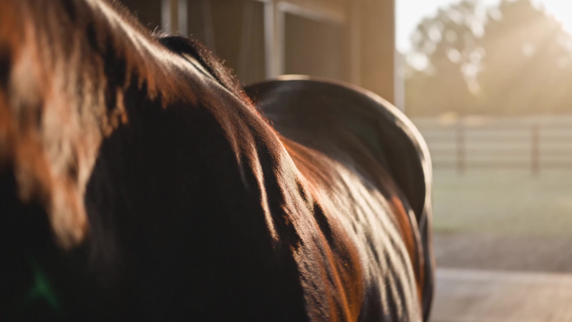 Farnam Apple Elite - Backlit horse coat glowing in golden-hour light