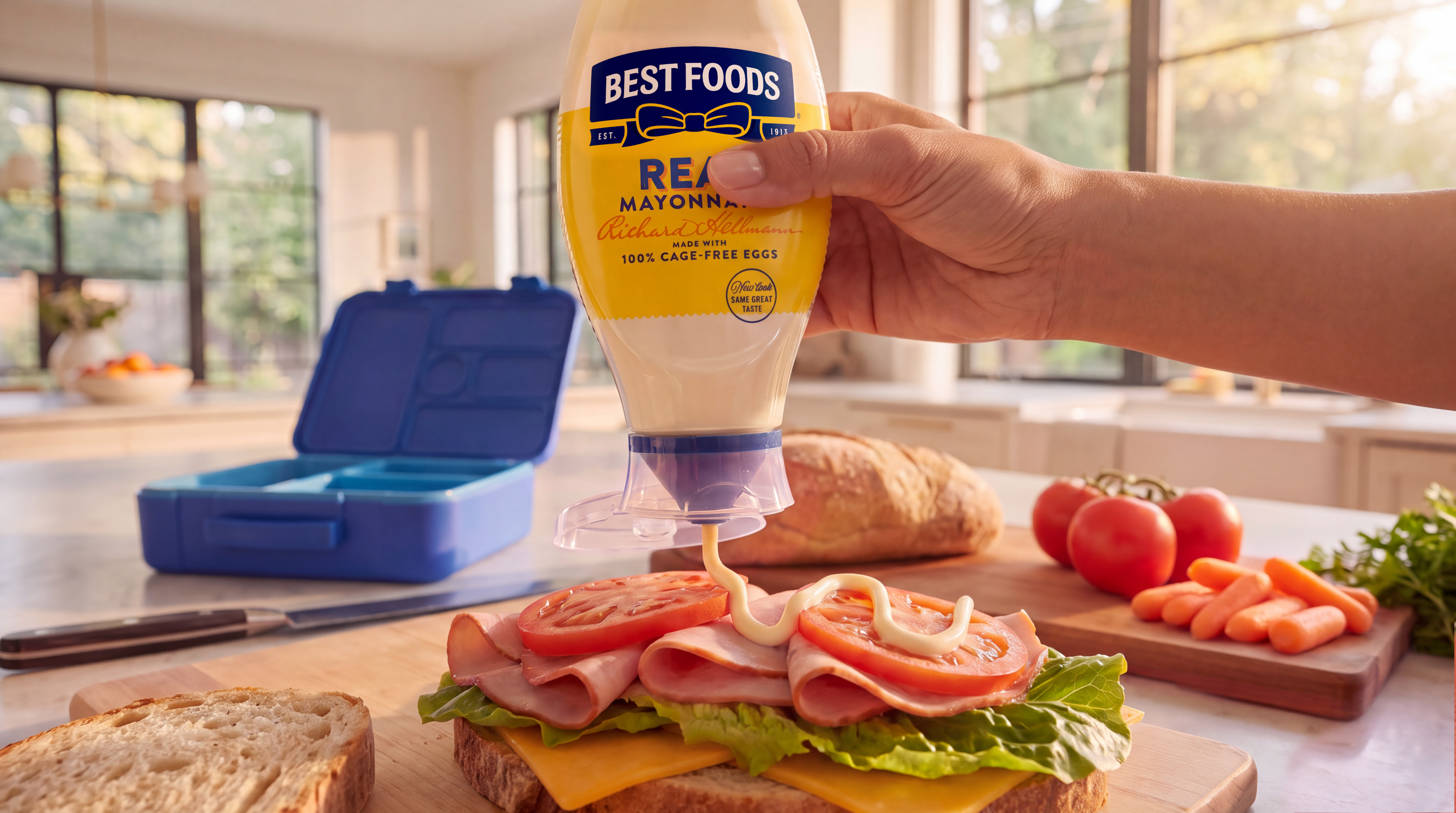 Hellmann's Back to School - Parent and child packing the lunchbox in a bright kitchen