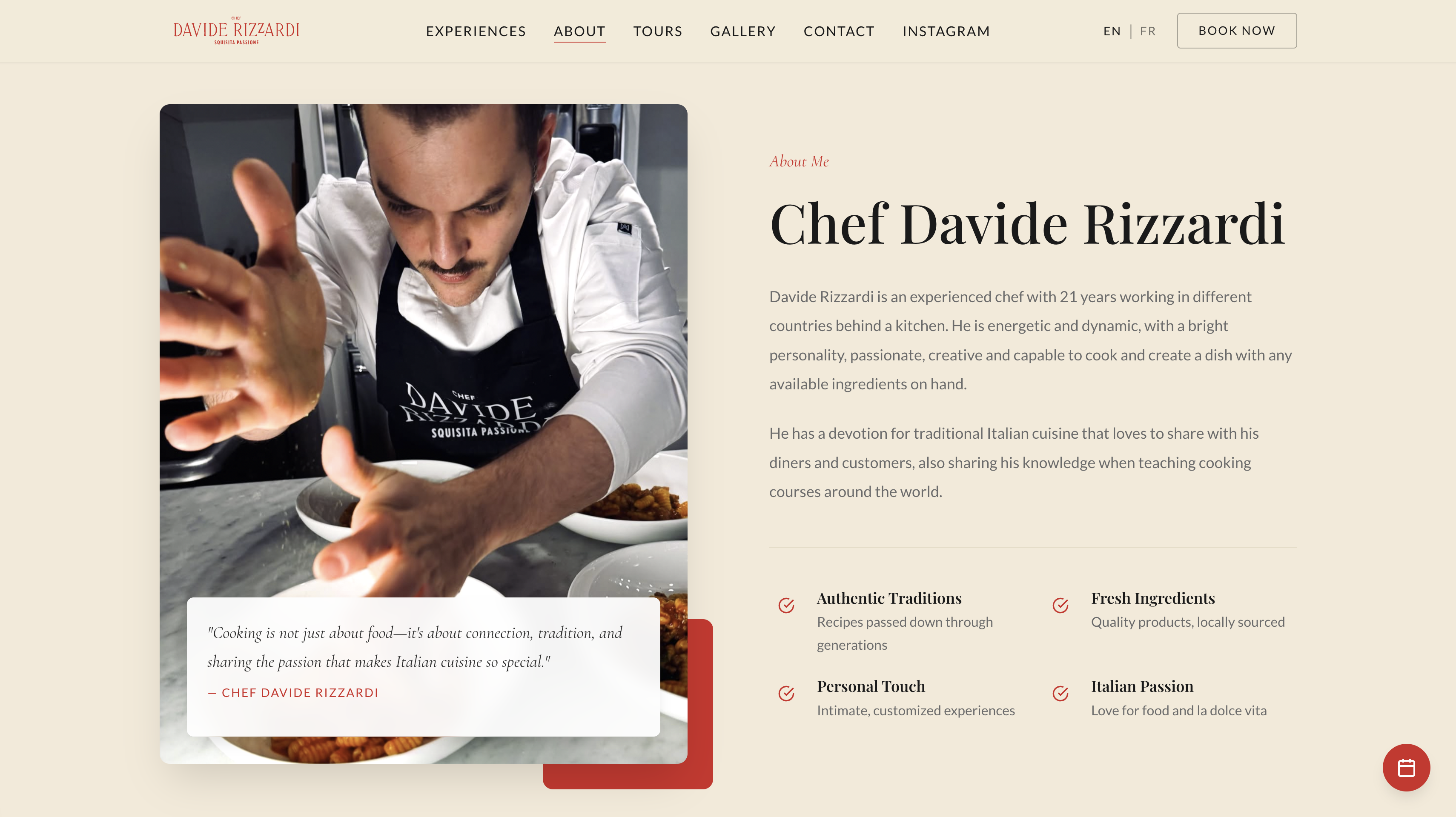Squisita Passione website interior pages