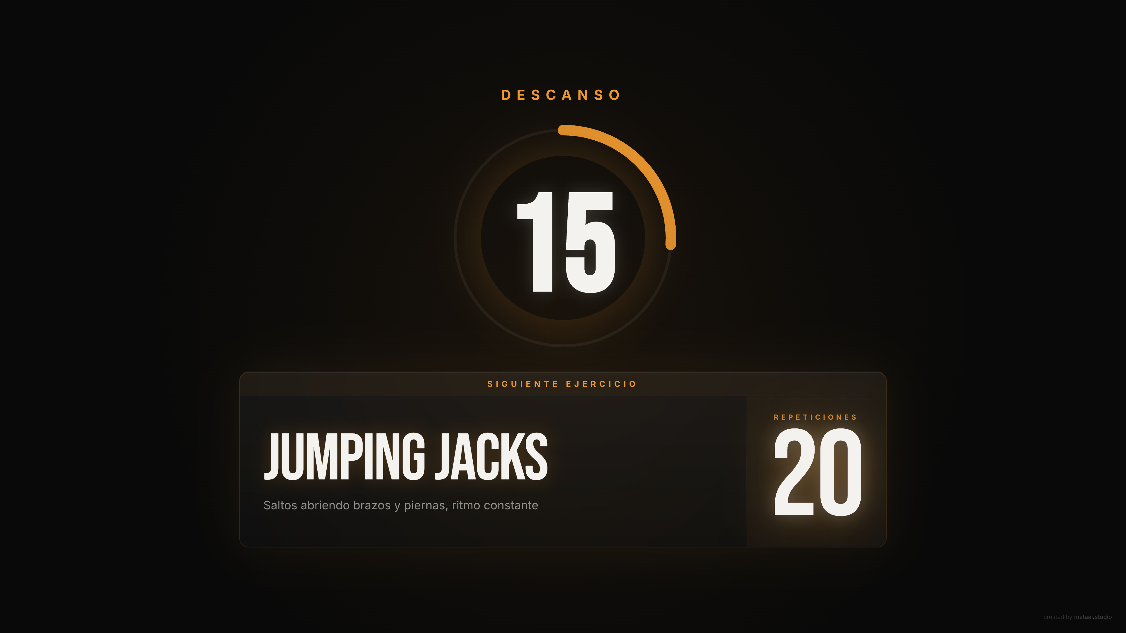 WORKOUT OS - Rest screen with countdown and next exercise
