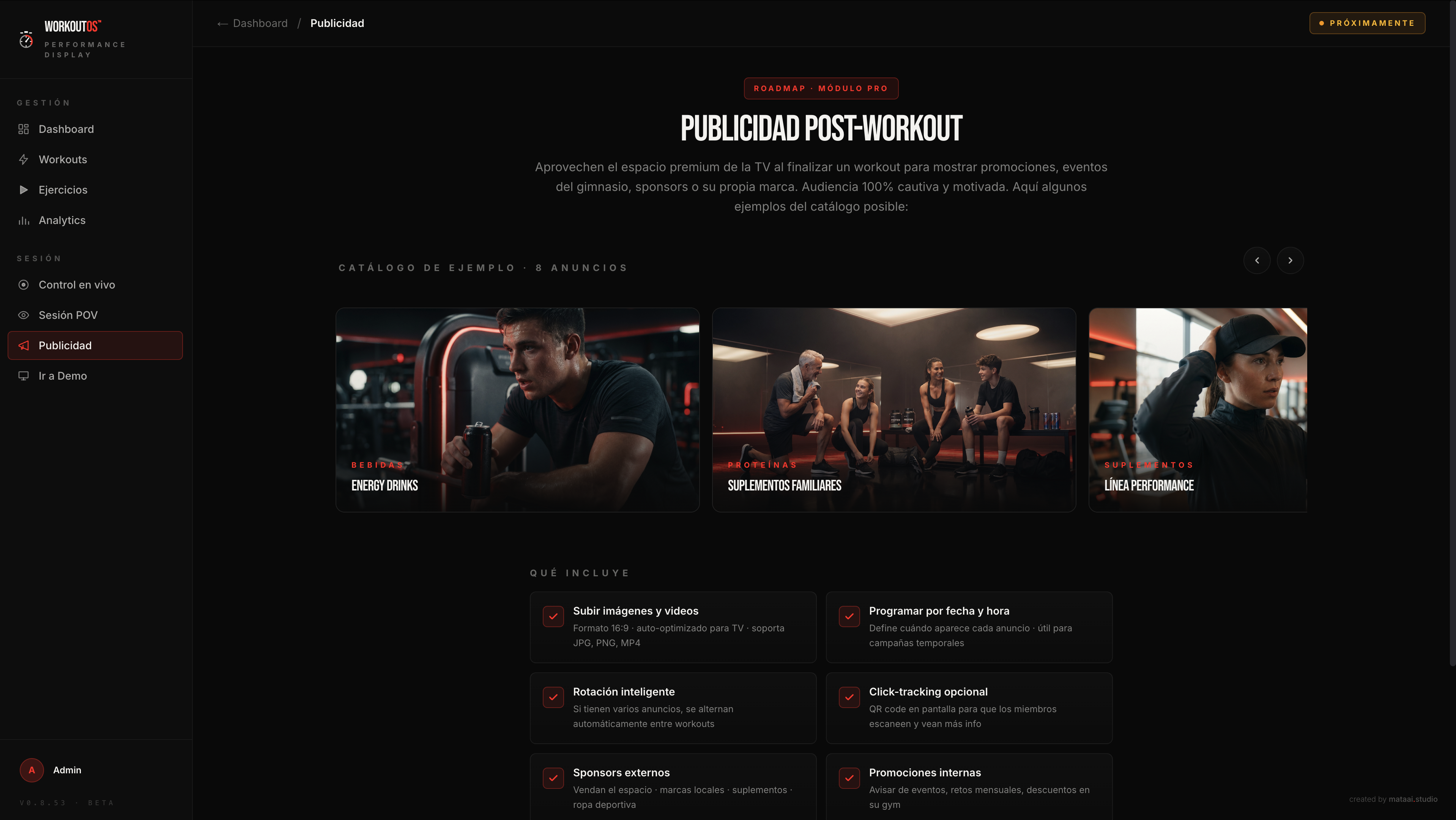WORKOUT OS - Post-workout advertising module
